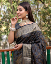 Metal Black Woven Patola Silk Saree